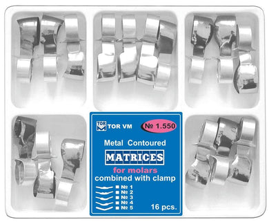 Dental Metal Contoured Matrices Matrix Combined with Clamp, 16 pcs.(1.550)