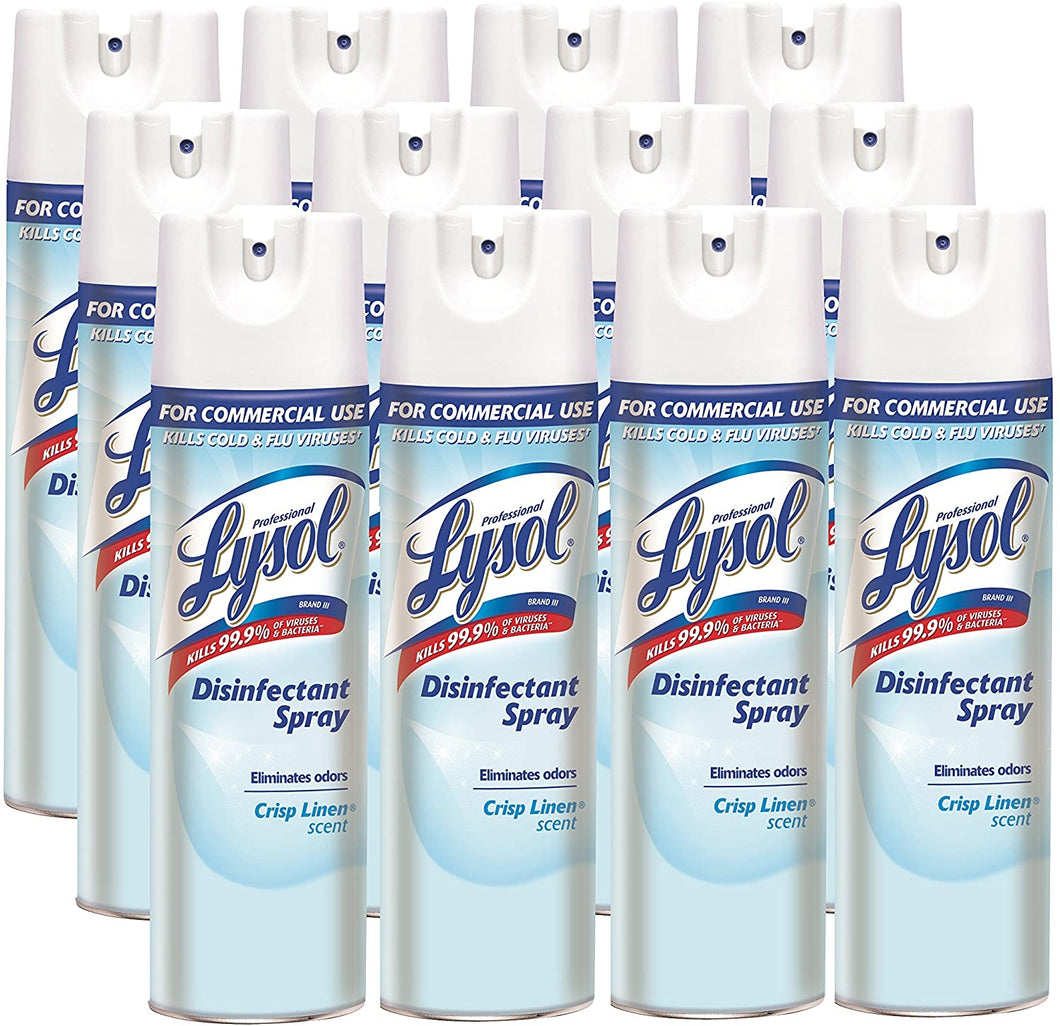 Lysol 19 oz crisp linen disinfecting spray MADE IN USA (12 pack)