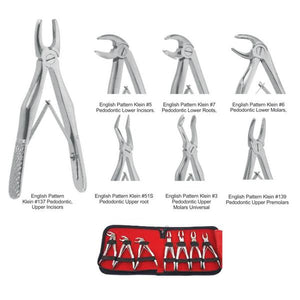 LENOX Prime Line Pedo (Primary) Extracting Forceps. Set of 7 Pedodontic Forceps