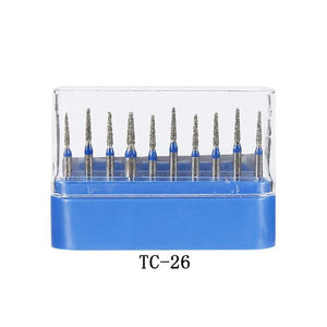 Y&W&F 10pcs Polisher 1.6mm Handle Dental Diamond Burs High Speed TC Series Polishing Dentist Burrs High Speed Polishing Grinding